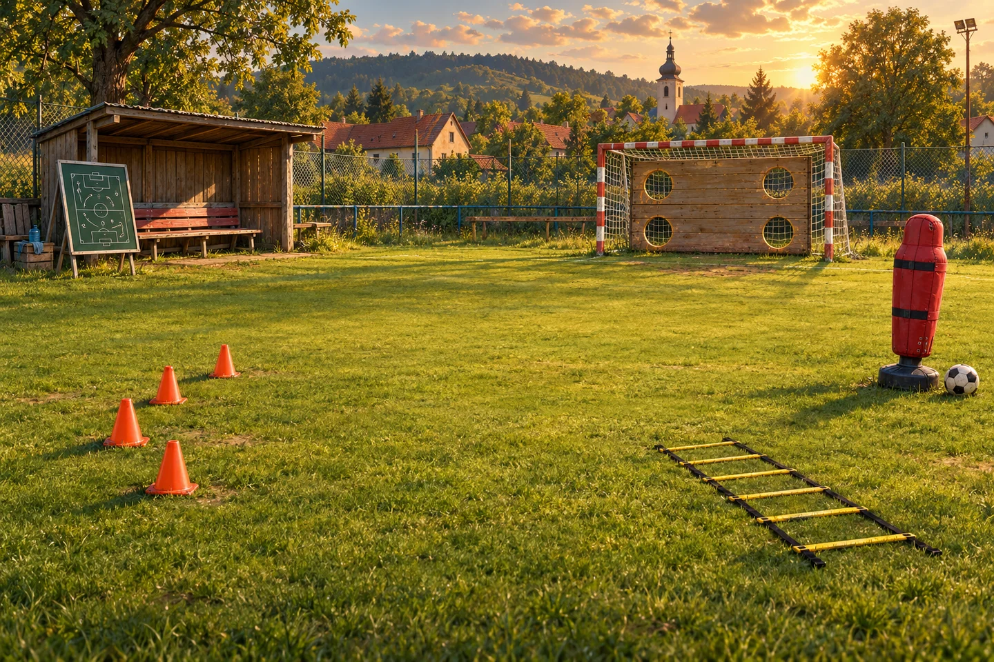 Ilustrované tréninkové hřiště Football Circus.